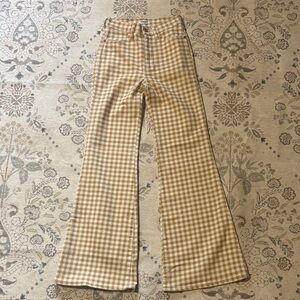 Wrangler Beige and White Gingham Wide Leg Jeans